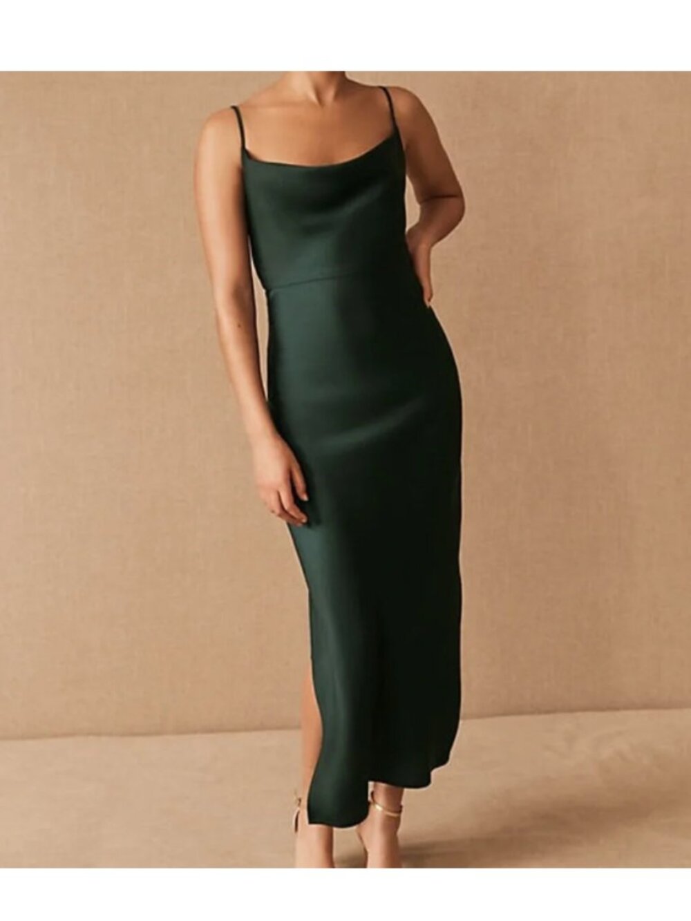 Anthropologie Emerald Green Maxi Slip Dress 2XL